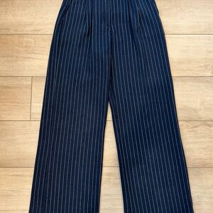 Abercrombie & Fitch High Waisted Pinstripe Wide Leg Trousers XS Navy